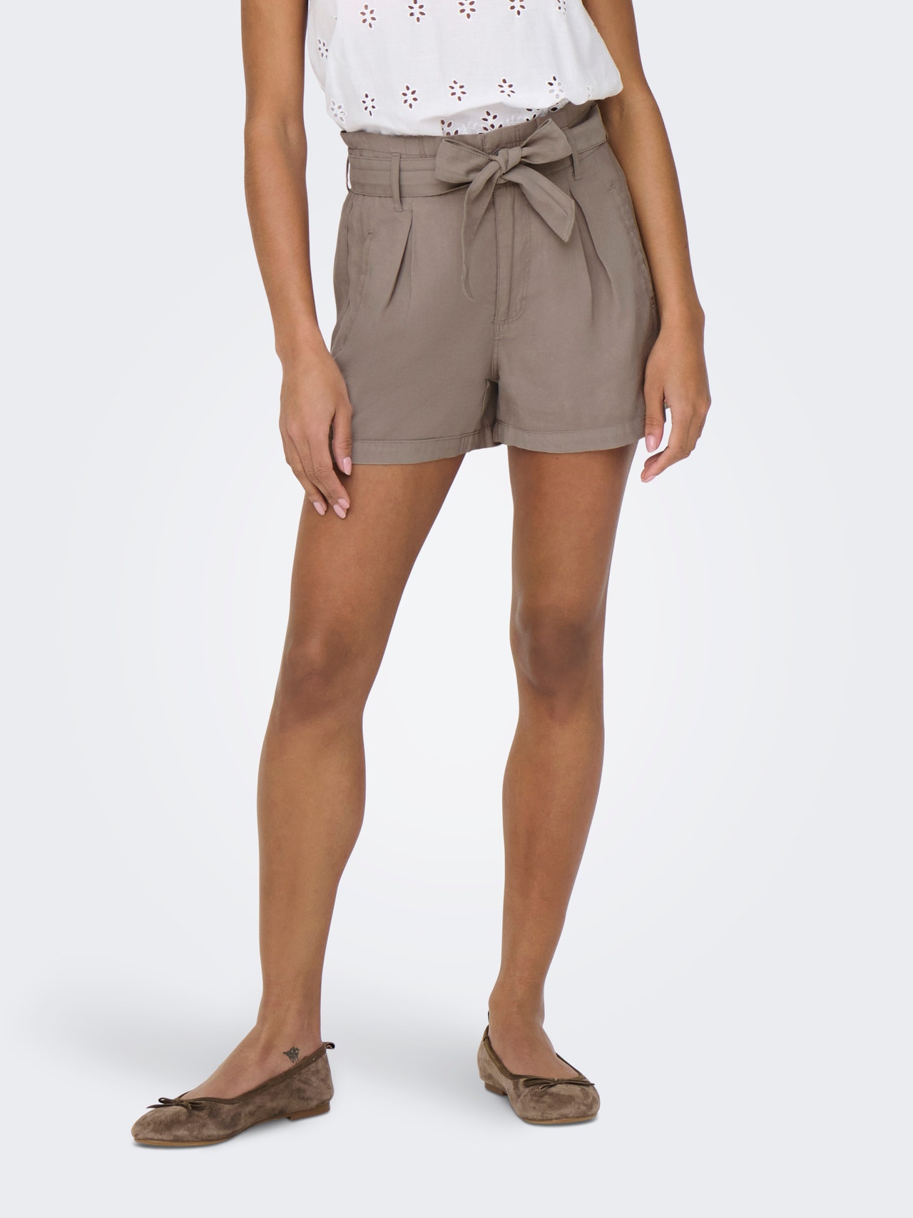 ONLY ONLARIS Cintura alta Corte regular Shorts -Fungi - 15310845