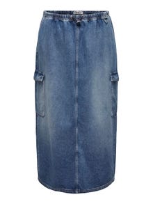 ONLY Curvy maxi cargo denim nederdel -Medium Blue Denim - 15310854