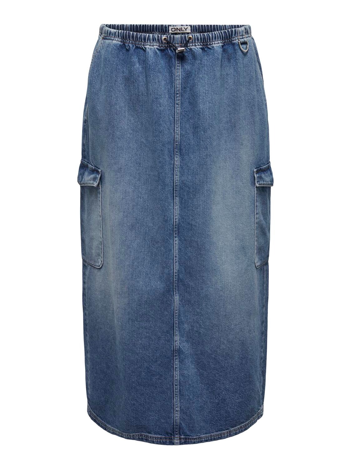 ONLY maxi Curvy cargo denim skirt -Medium Blue Denim - 15310854