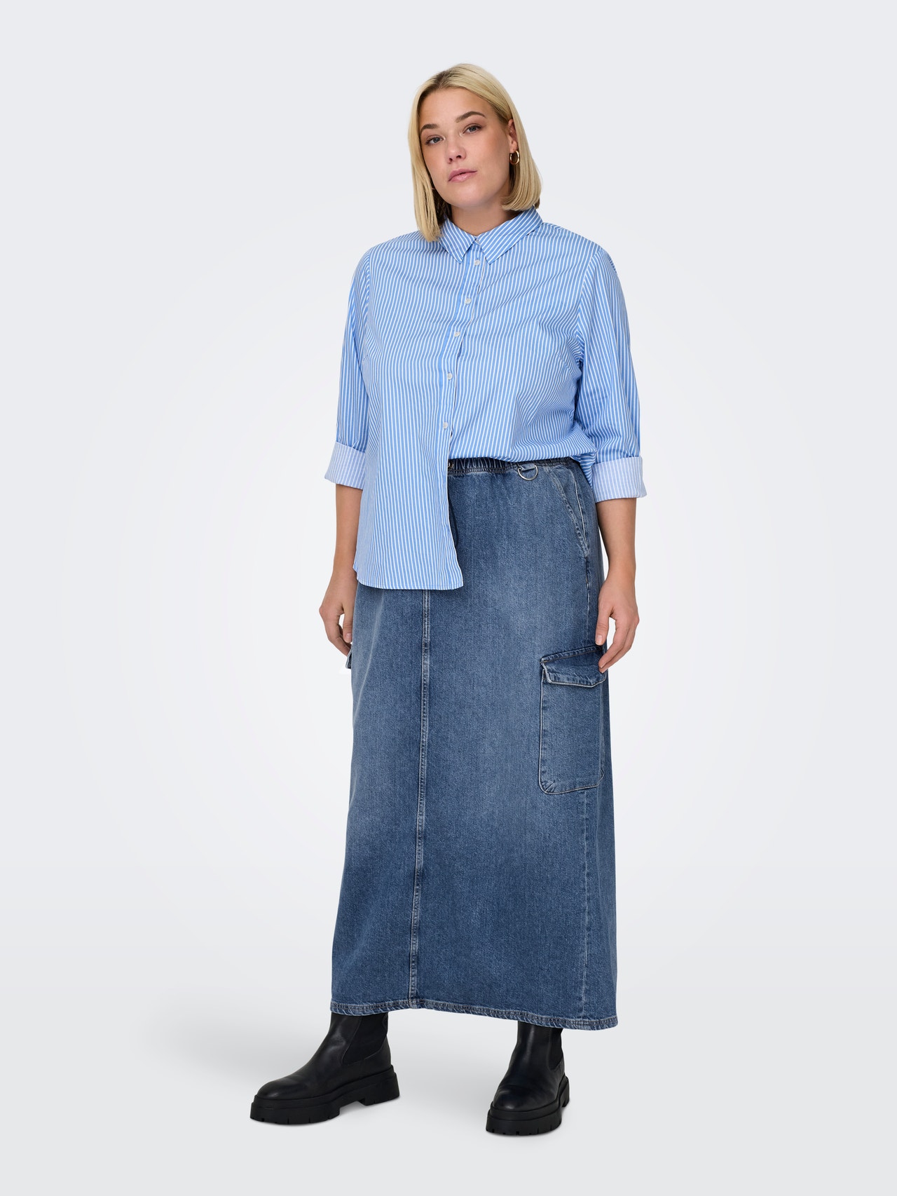 ONLY CARSTELLA Denim Long skirt -Medium Blue Denim - 15310854