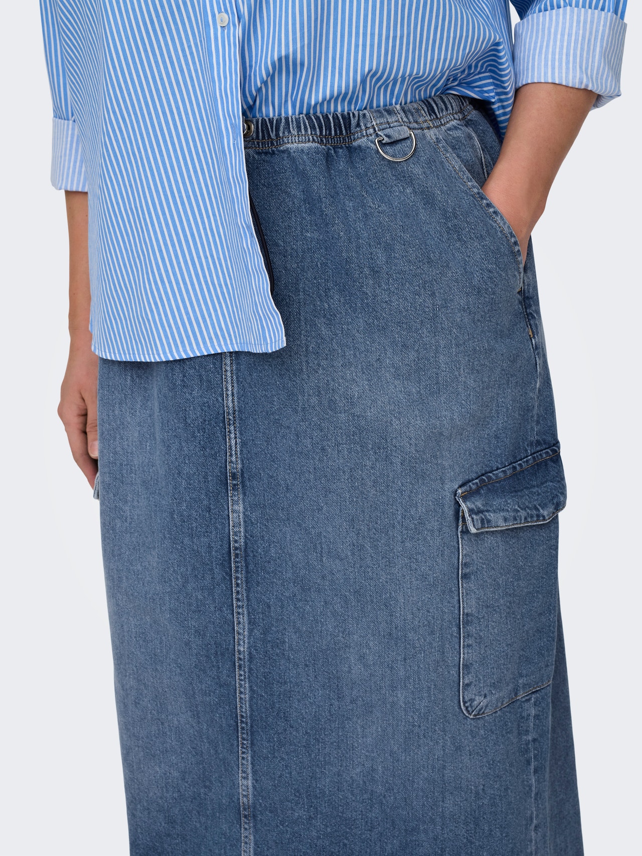 ONLY CARSTELLA Denim Long skirt -Medium Blue Denim - 15310854
