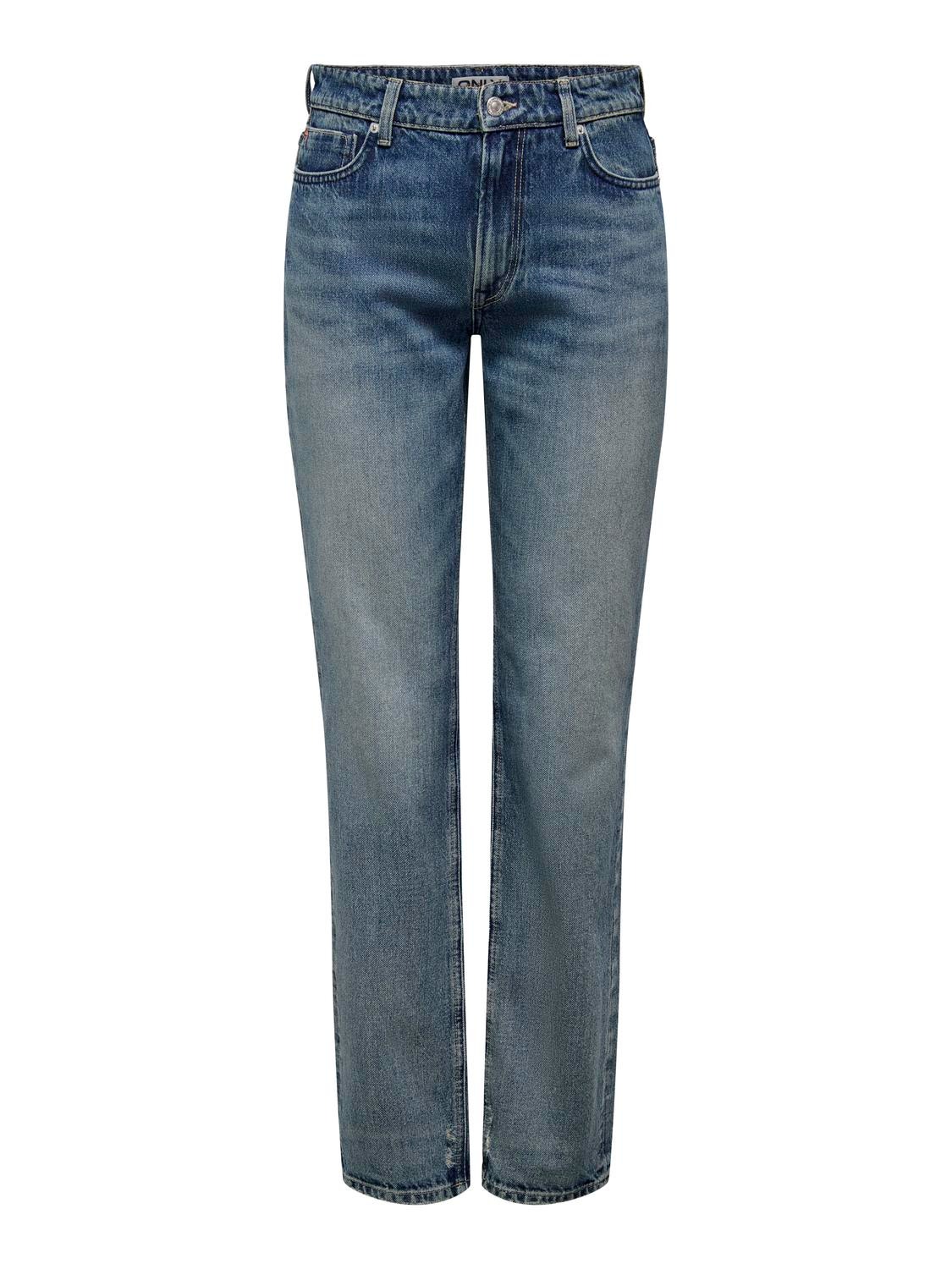 ONLY Krój prosty Srednia talia Jeans -Medium Blue Denim - 15310924