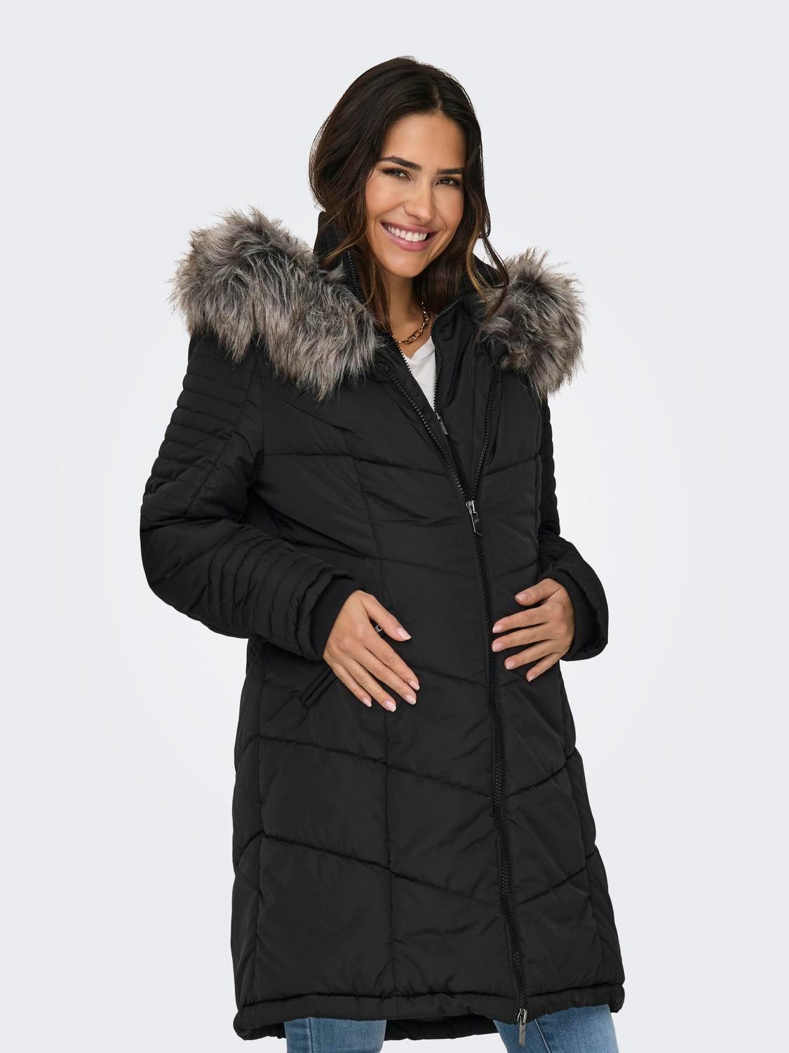 Linette fur hood sales coat black