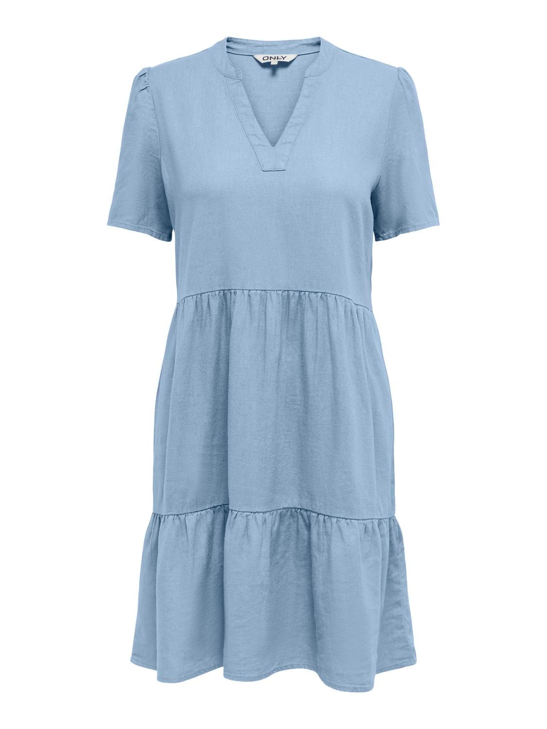 ONLY Normal geschnitten V-Ausschnitt Kurzes Kleid -Cashmere Blue - 15310970