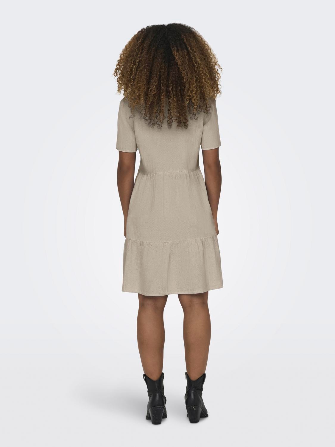 ONLY Regular fit V-Hals Korte jurk -Oxford Tan - 15310970