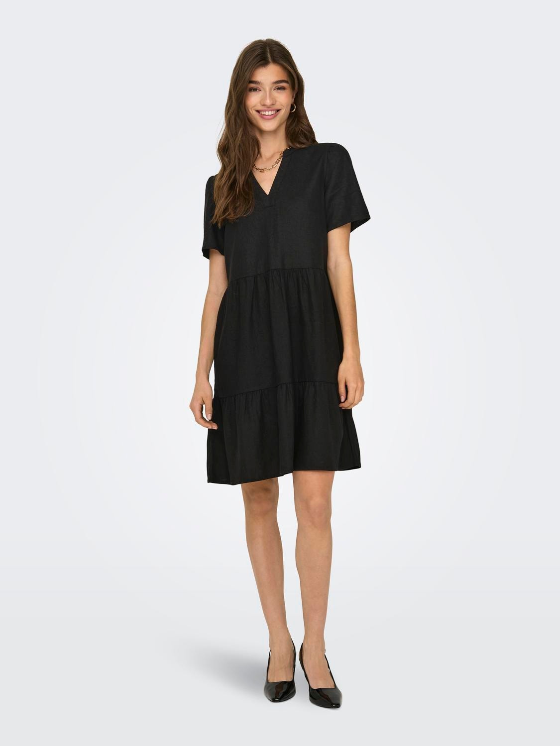 ONLY Regular Fit V-Neck Short dress -Black - 15310970