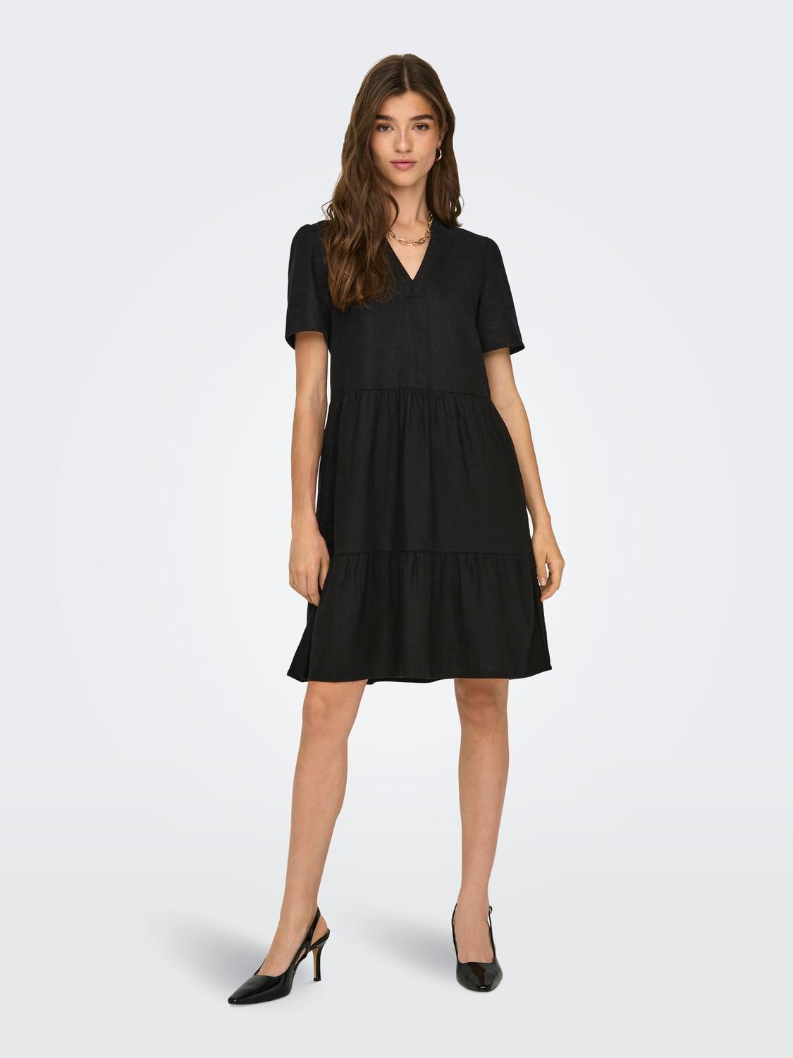 ONLY Regular Fit V-hals Kort kjole -Black - 15310970
