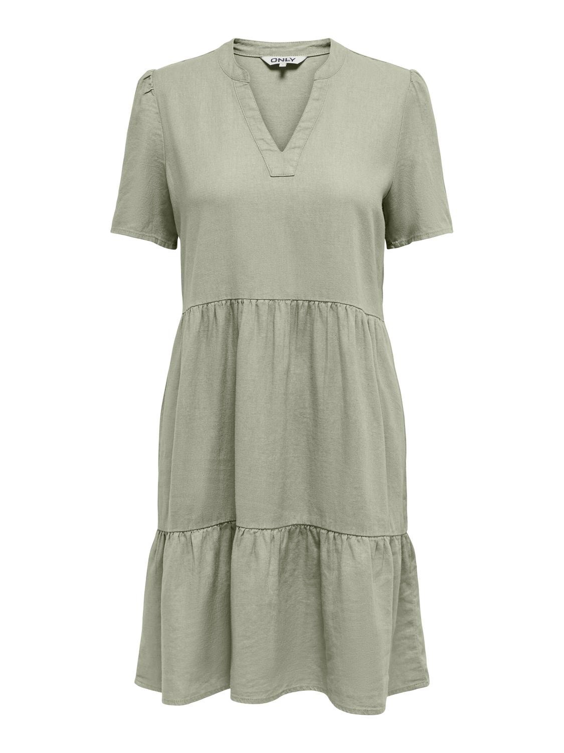 ONLY Regular Fit V-hals Kort kjole -Oil Green - 15310970