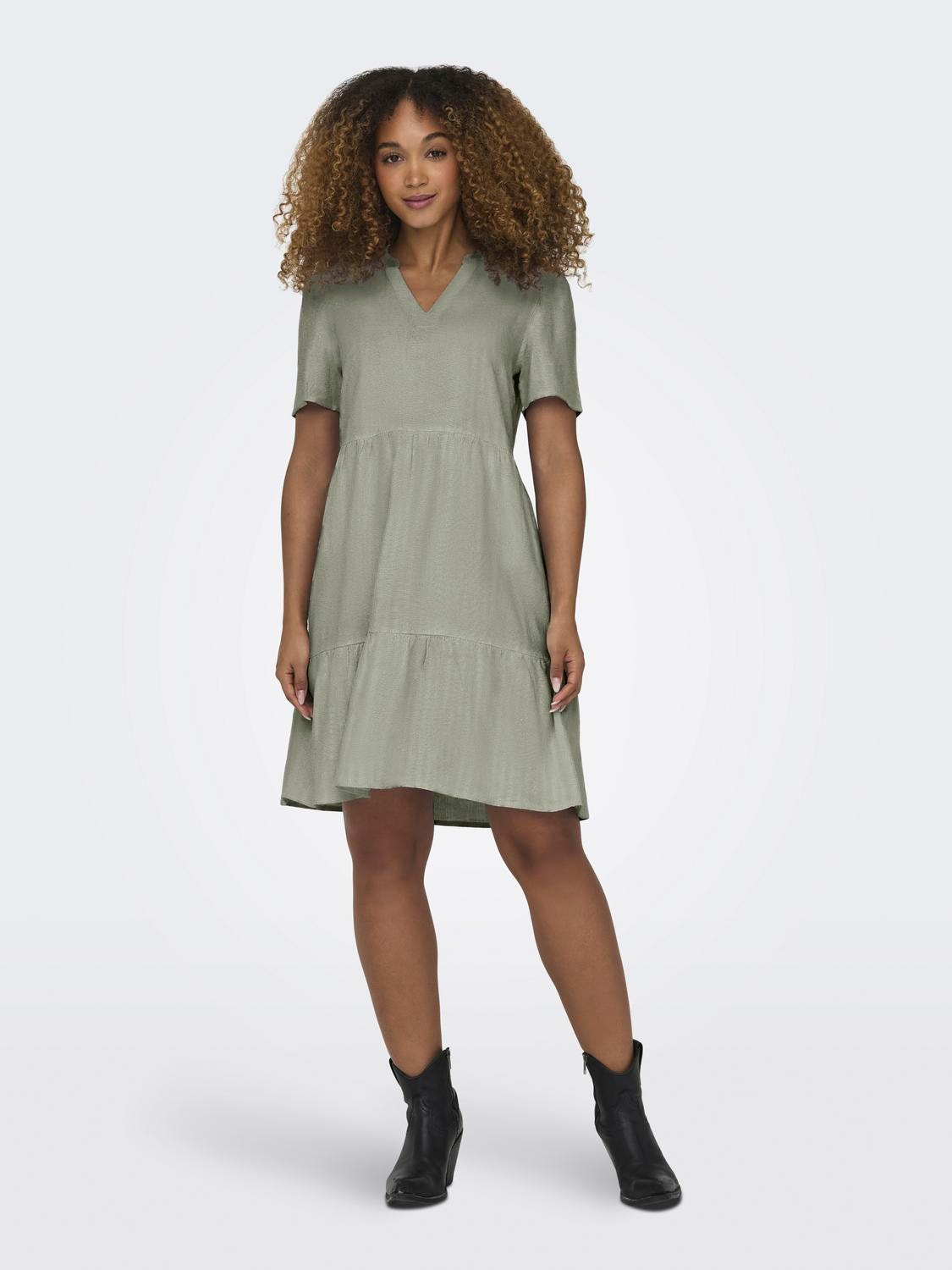 ONLY Mini v-neck dress -Oil Green - 15310970