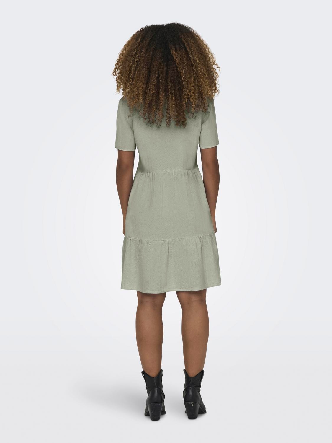 ONLY Vestido corto Corte regular Cuello en V -Oil Green - 15310970