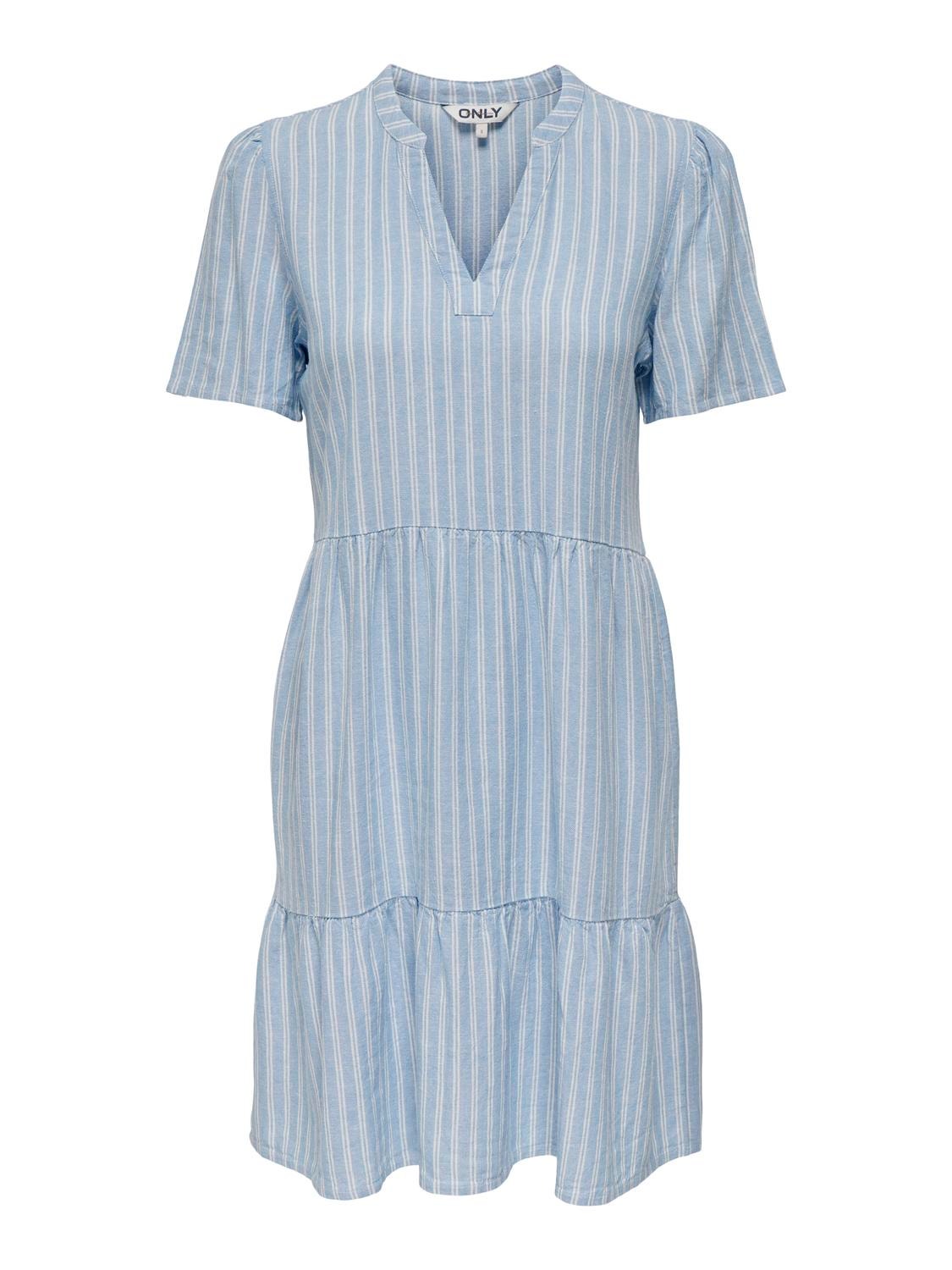 ONLY Mini v-neck dress -Blissful Blue - 15310970