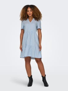 ONLY Regular Fit V-Neck Short dress -Blissful Blue - 15310970