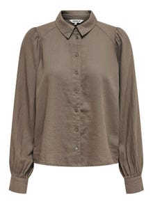 ONLY Loose Fit Button-down collar Puff sleeves Shirt -Walnut - 15310974