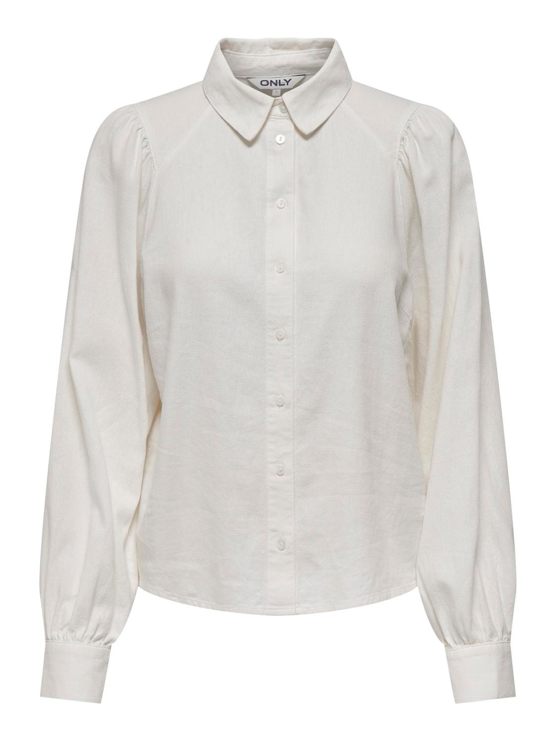ONLY Loose Fit Button-down collar Puff sleeves Shirt -Cloud Dancer - 15310974
