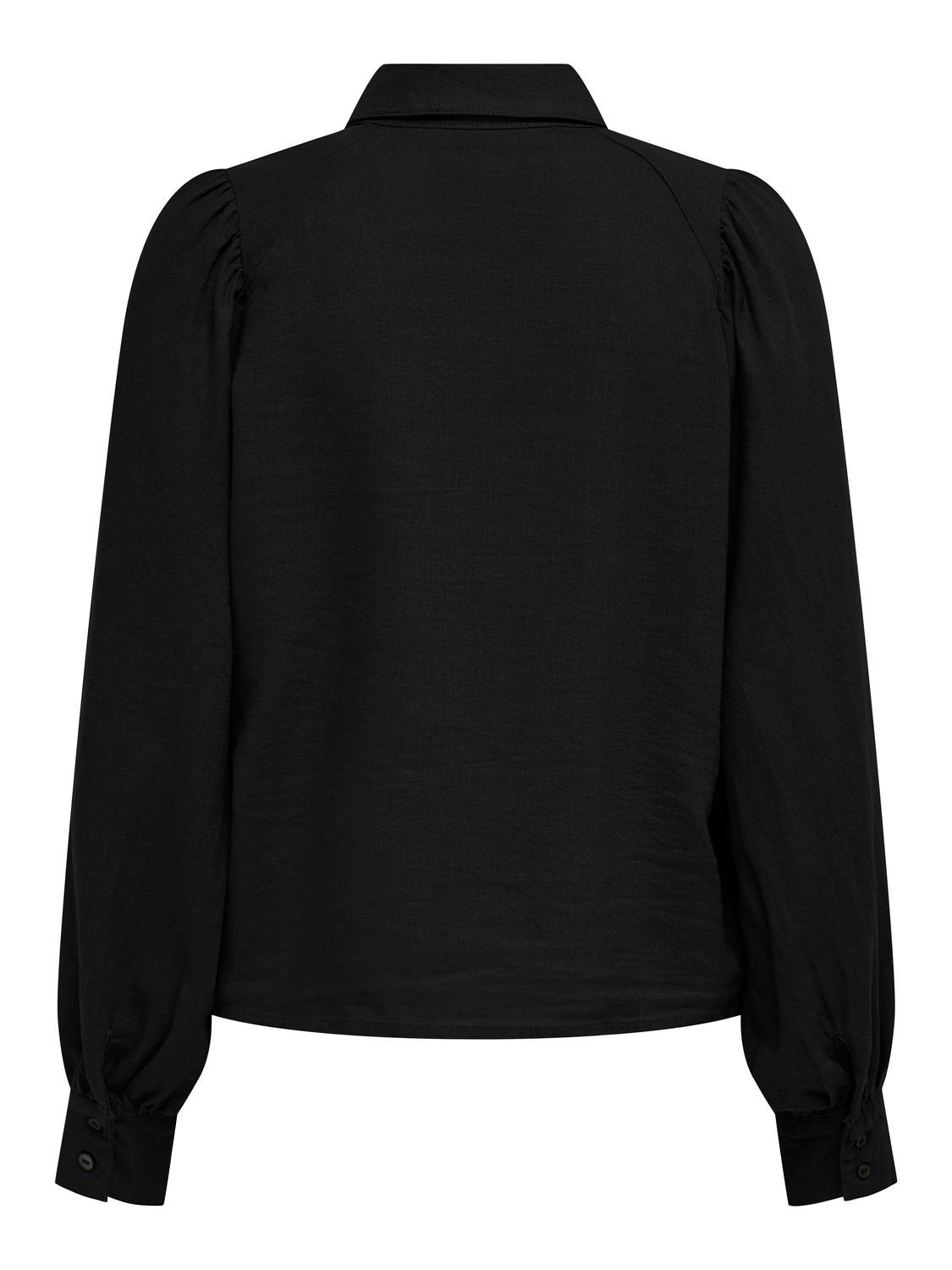 ONLY Loose Fit Button-down collar Puff sleeves Shirt -Black - 15310974