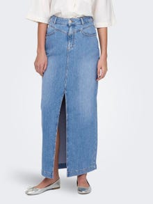 ONLY High waist Long skirt -Light Blue Denim - 15310979