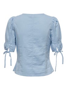 ONLY v-neck top with puff sleeves -Cashmere Blue - 15311005