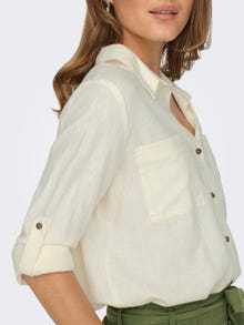 ONLY Loose Fit Button-down collar Sleeves with fold-up Shirt -Cloud Dancer - 15311011