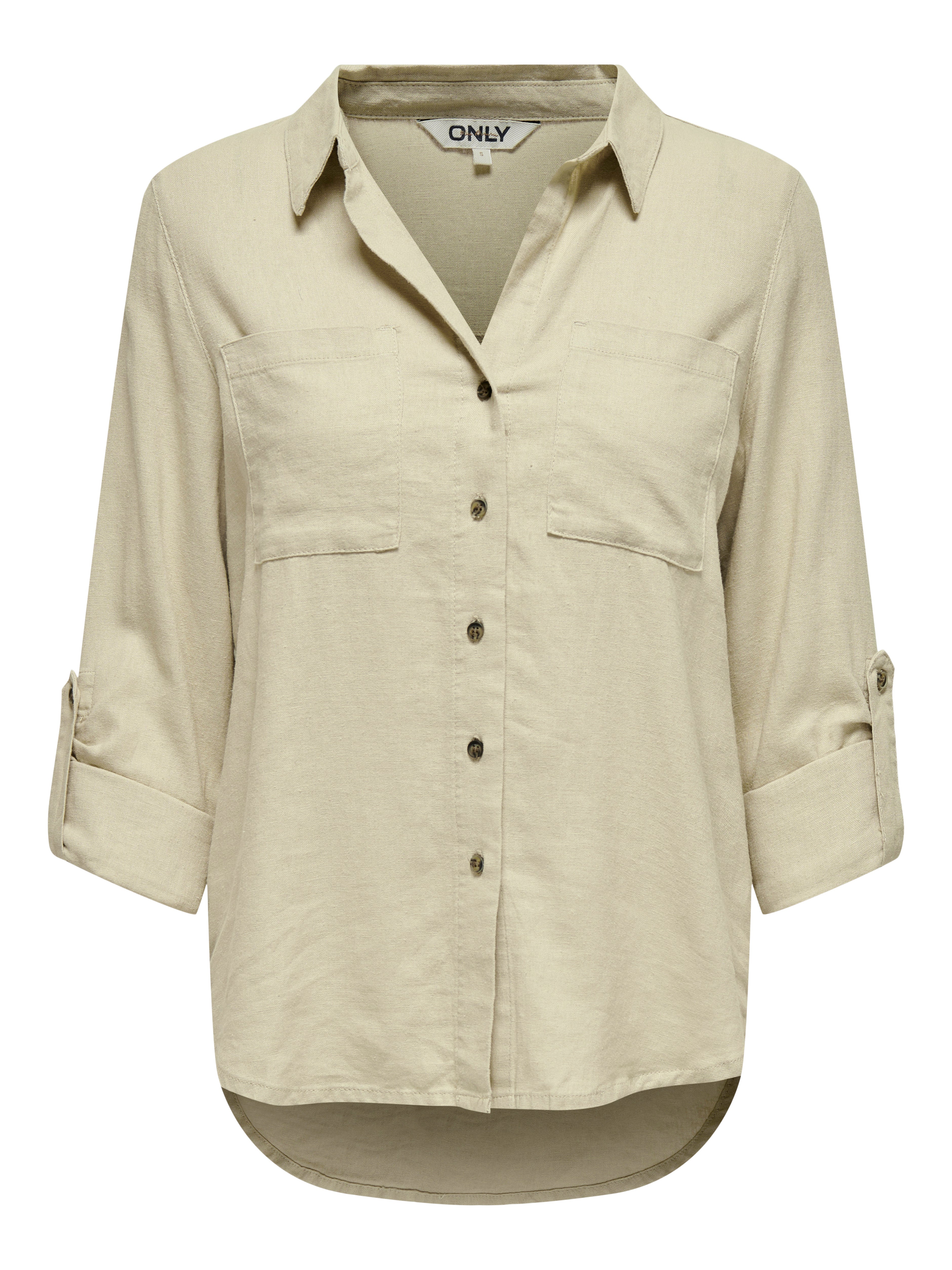 tan button shirt