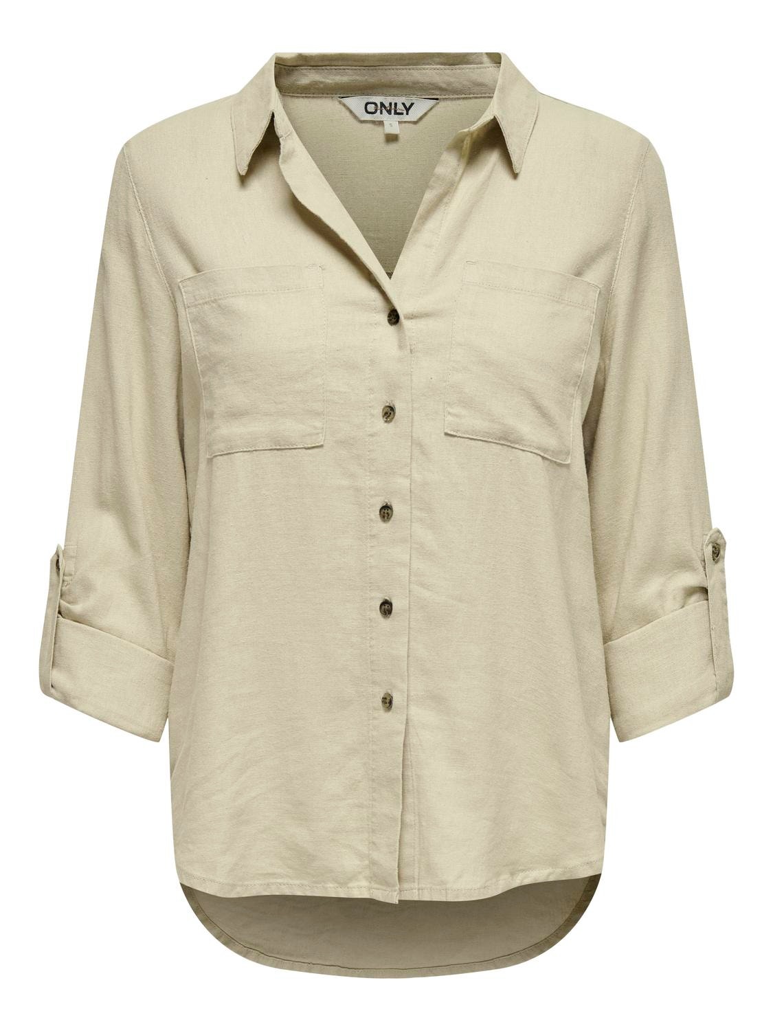 ONLY Loose Fit Button-down collar Sleeves with fold-up Shirt -Oxford Tan - 15311011