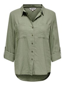 ONLY Camicie Loose Fit Colletto Button Down Maniche con risvolto -Oil Green - 15311011