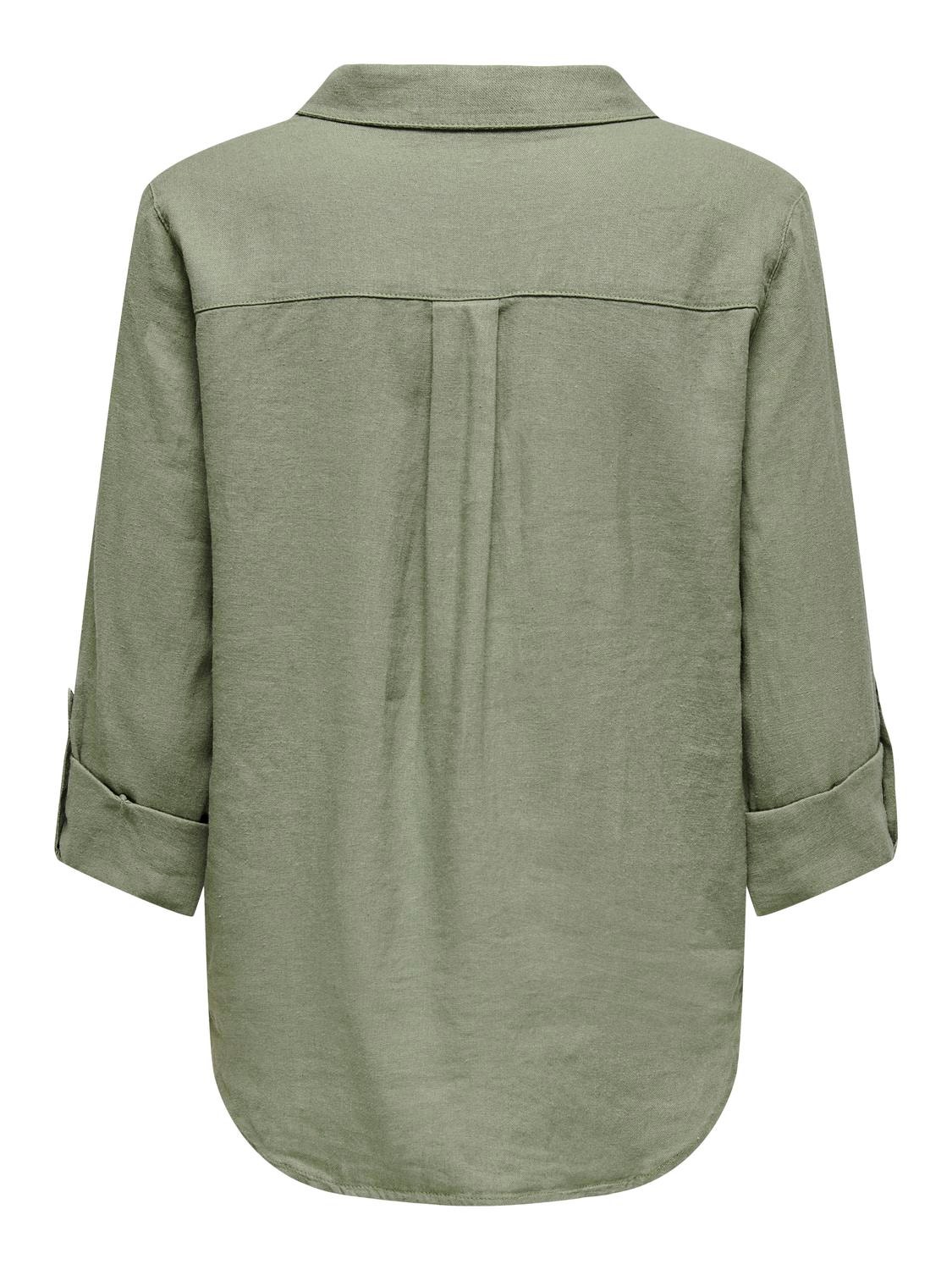 ONLY Locker geschnitten Button-Down Kragen Ärmel mit Umschlag Hemd -Oil Green - 15311011