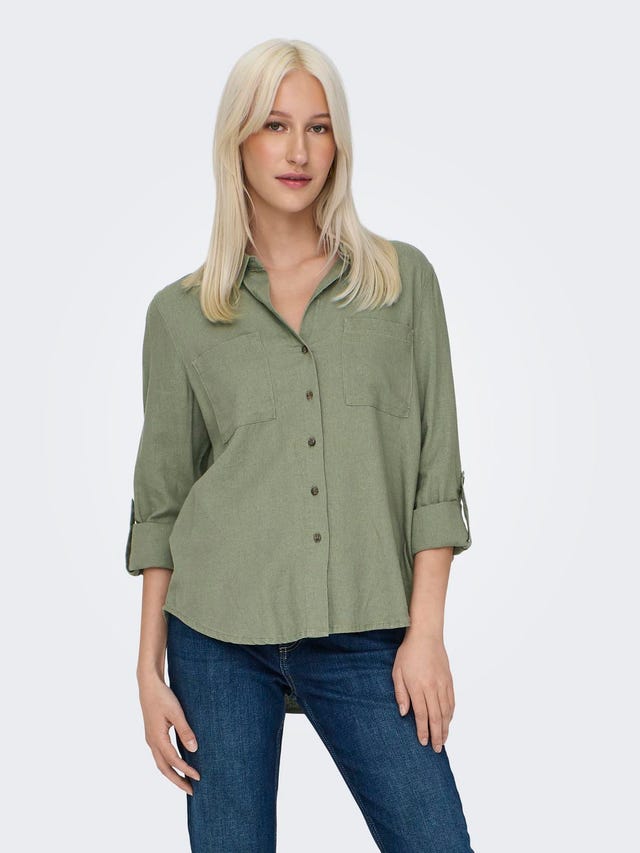 ONLY Loose Fit Button-down collar Sleeves with fold-up Shirt - 15311011