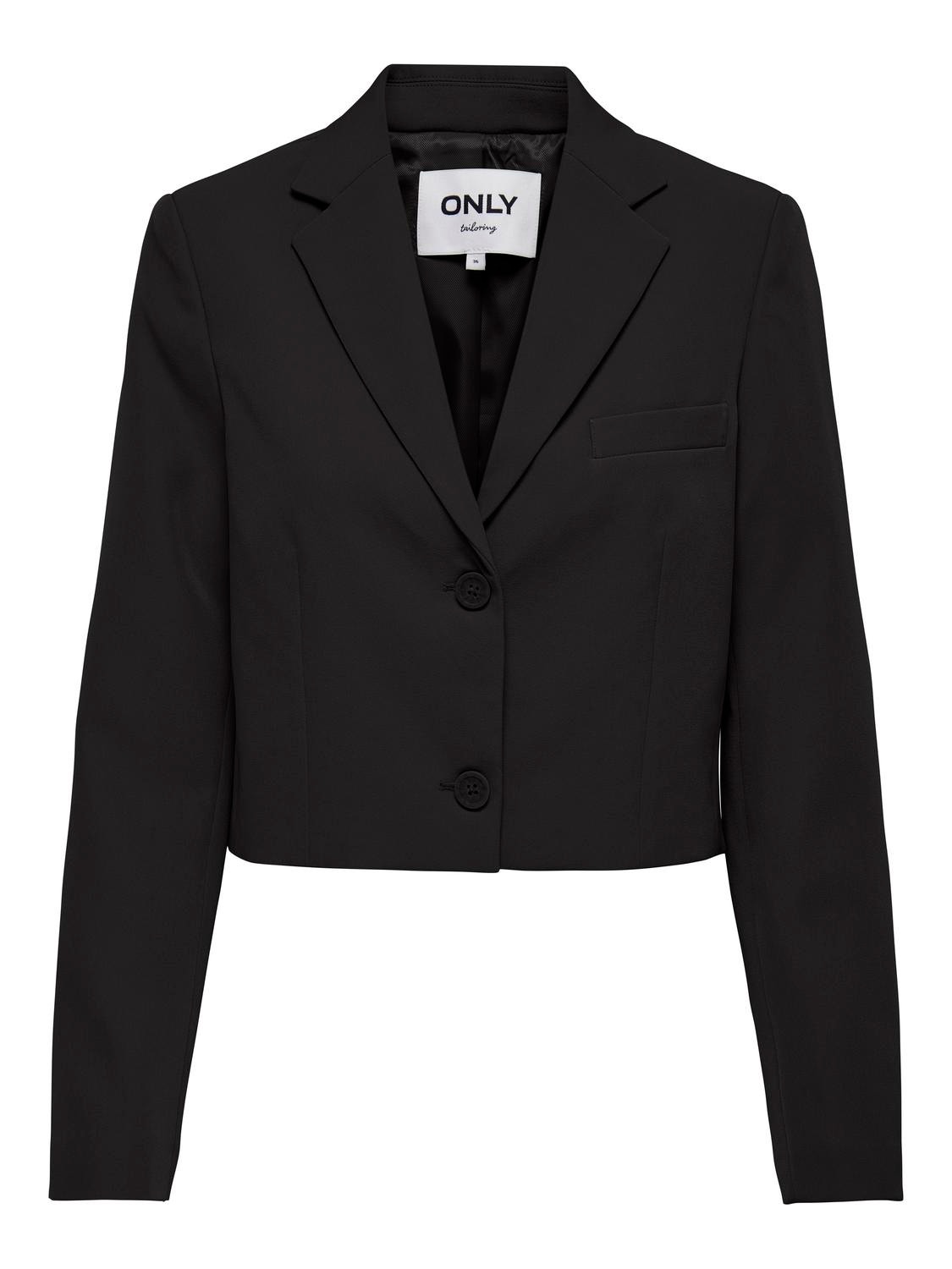 ONLY Blazers Corte cropped Cuello invertido -Black - 15311113