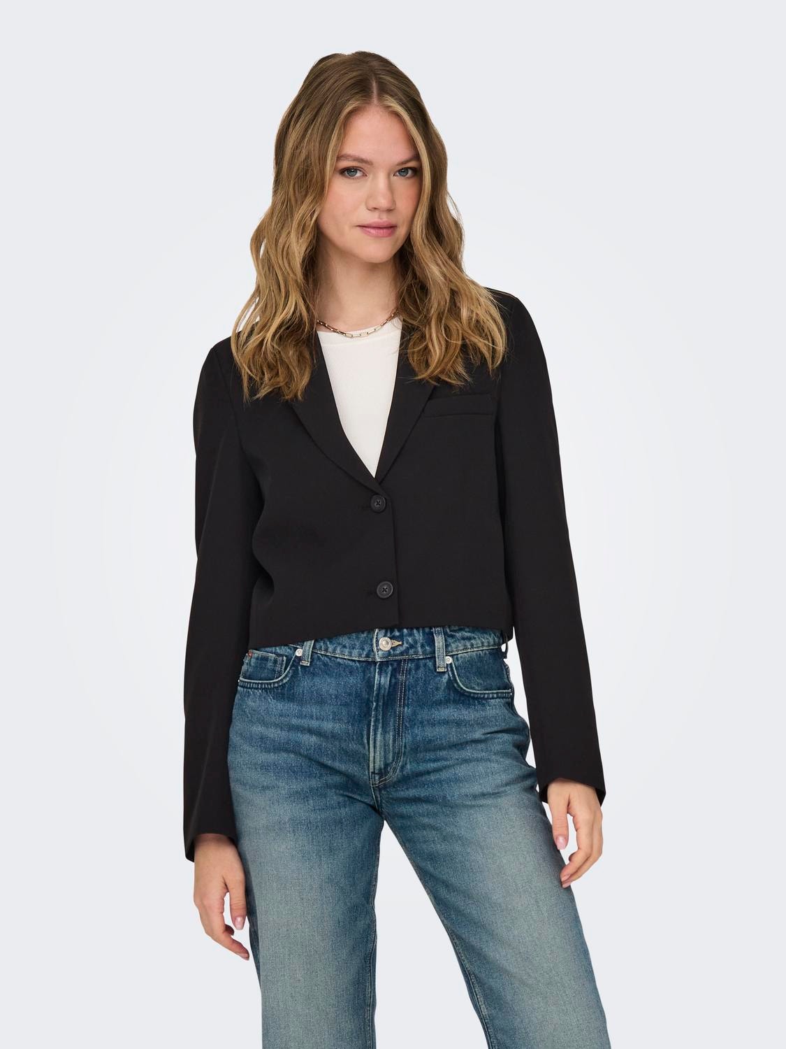 ONLY Cropped Fit Reverse Blazer -Black - 15311113