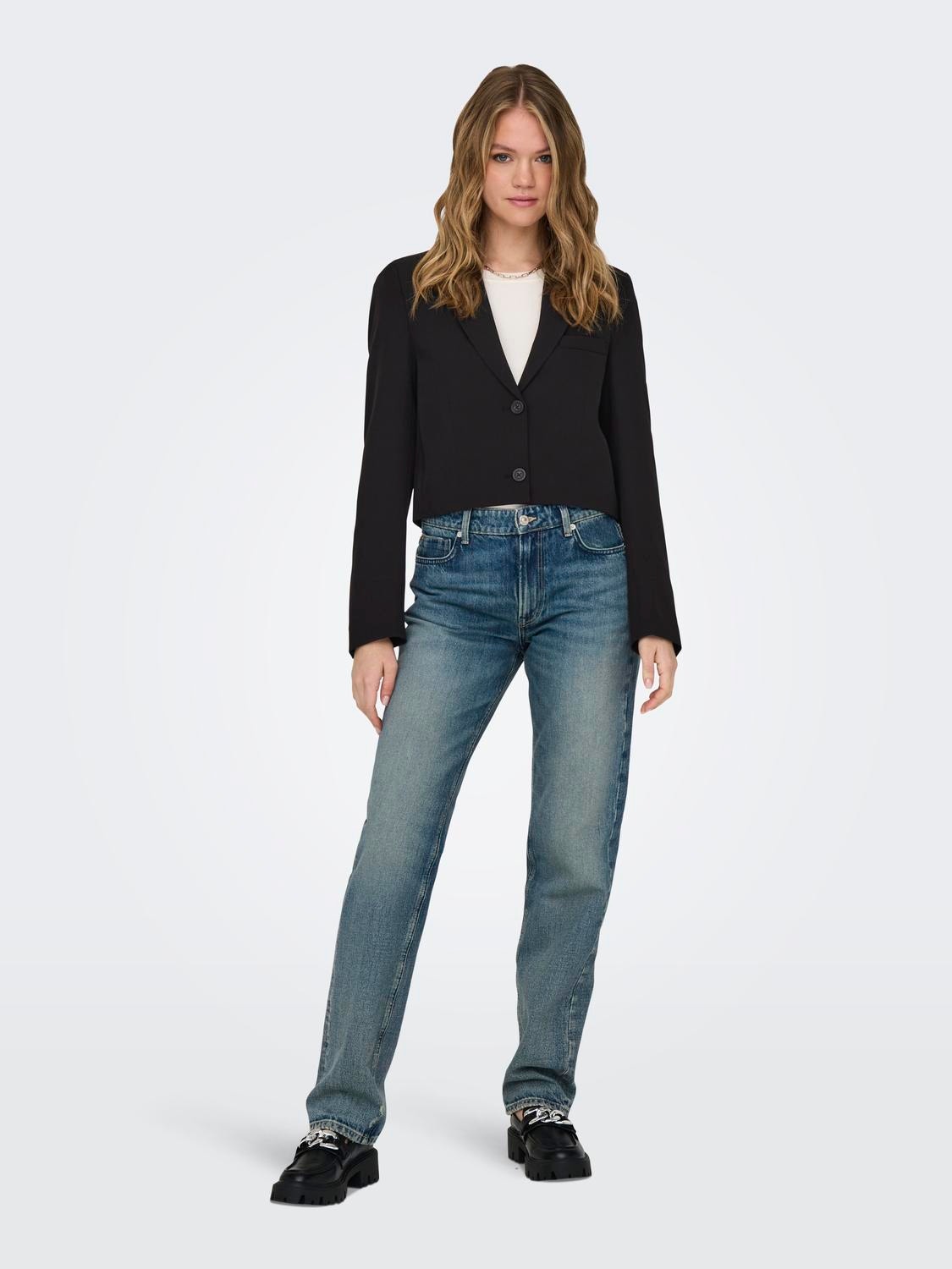 ONLY Cropped Fit Reverse Blazer -Black - 15311113