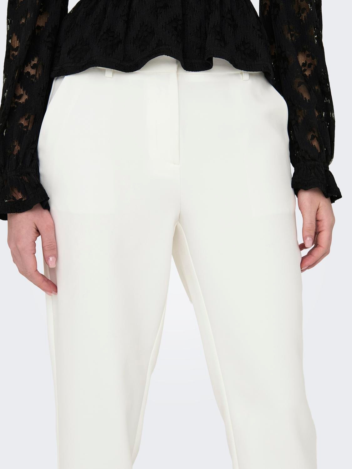 ONLY Pantalons Regular Fit Taille moyenne -Bright White - 15311117