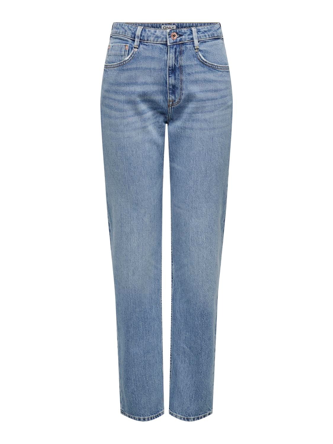 ONLY Krój slim Wysoka talia Jeans -Light Blue Denim - 15311134