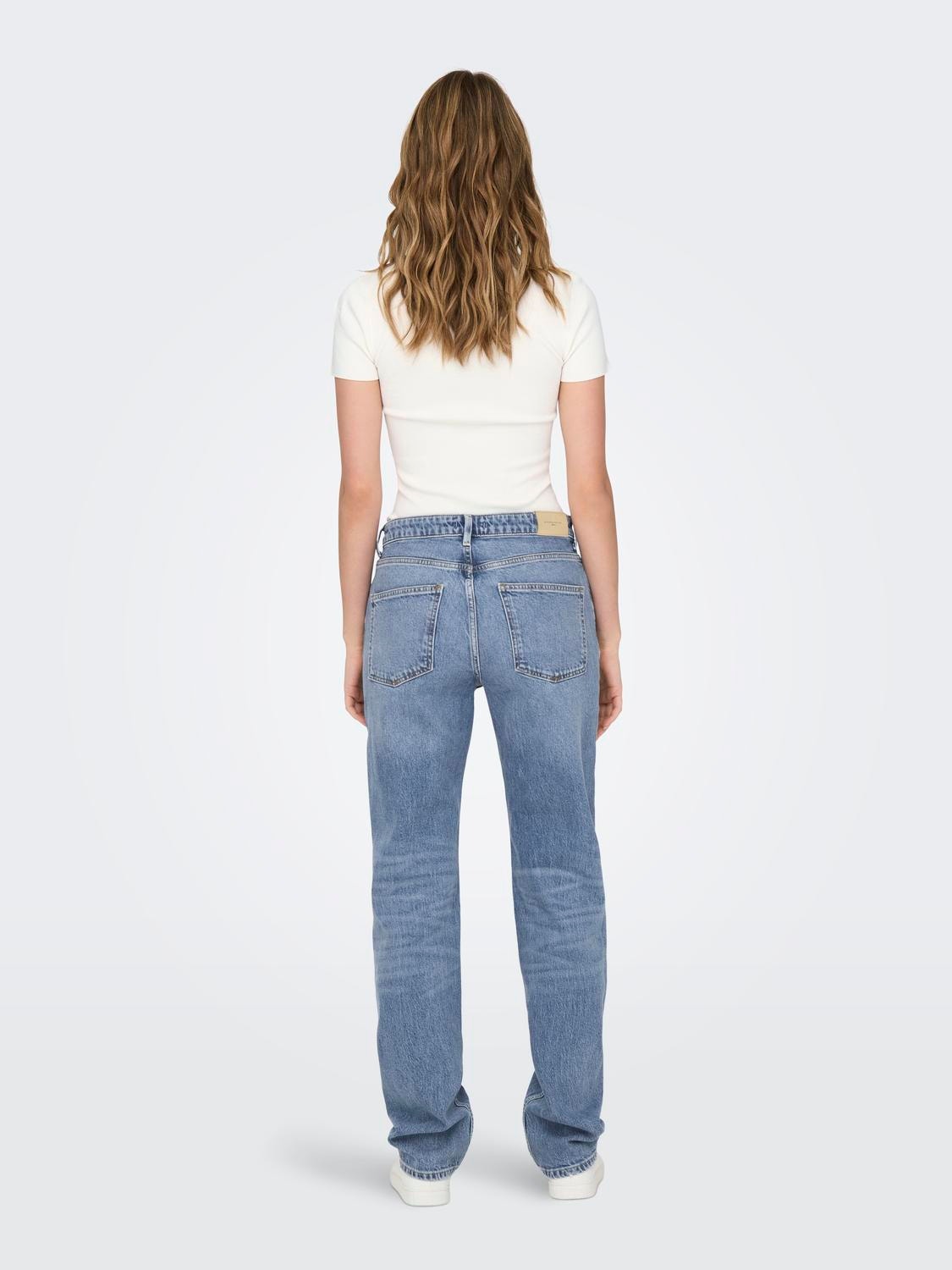 ONLY Slim Fit Høy midje Jeans -Light Blue Denim - 15311134