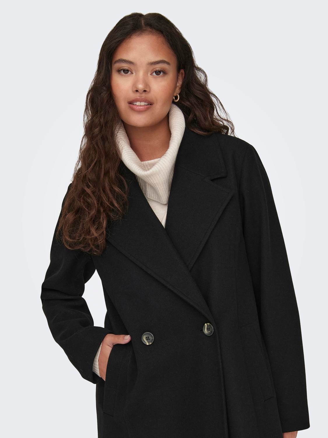 ONLY Spread collar Coat -Black - 15311207