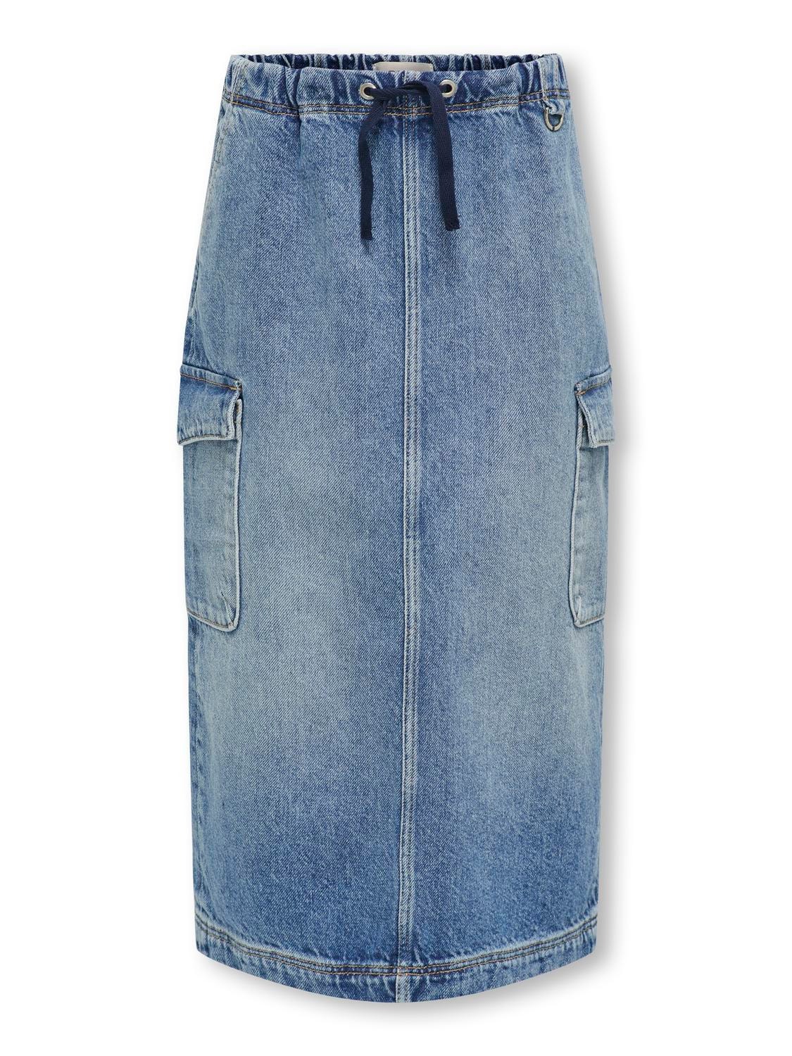 ONLY Maxi denim nederdel med cargo lommer -Medium Blue Denim - 15311220