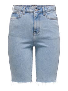 ONLY Shorts Corte straight Cintura alta -Light Blue Denim - 15311259