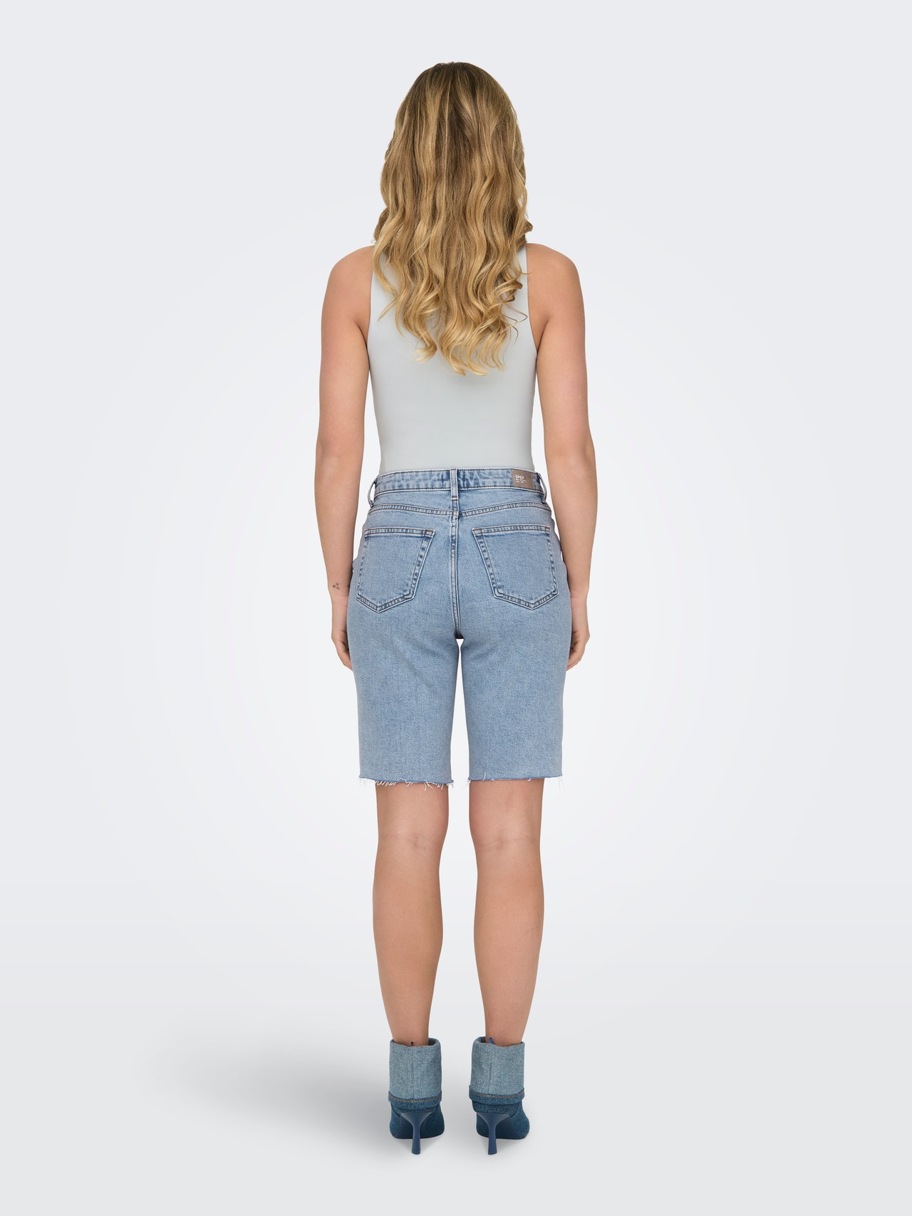 ONLY Straight Fit High waist Shorts -Light Blue Denim - 15311259