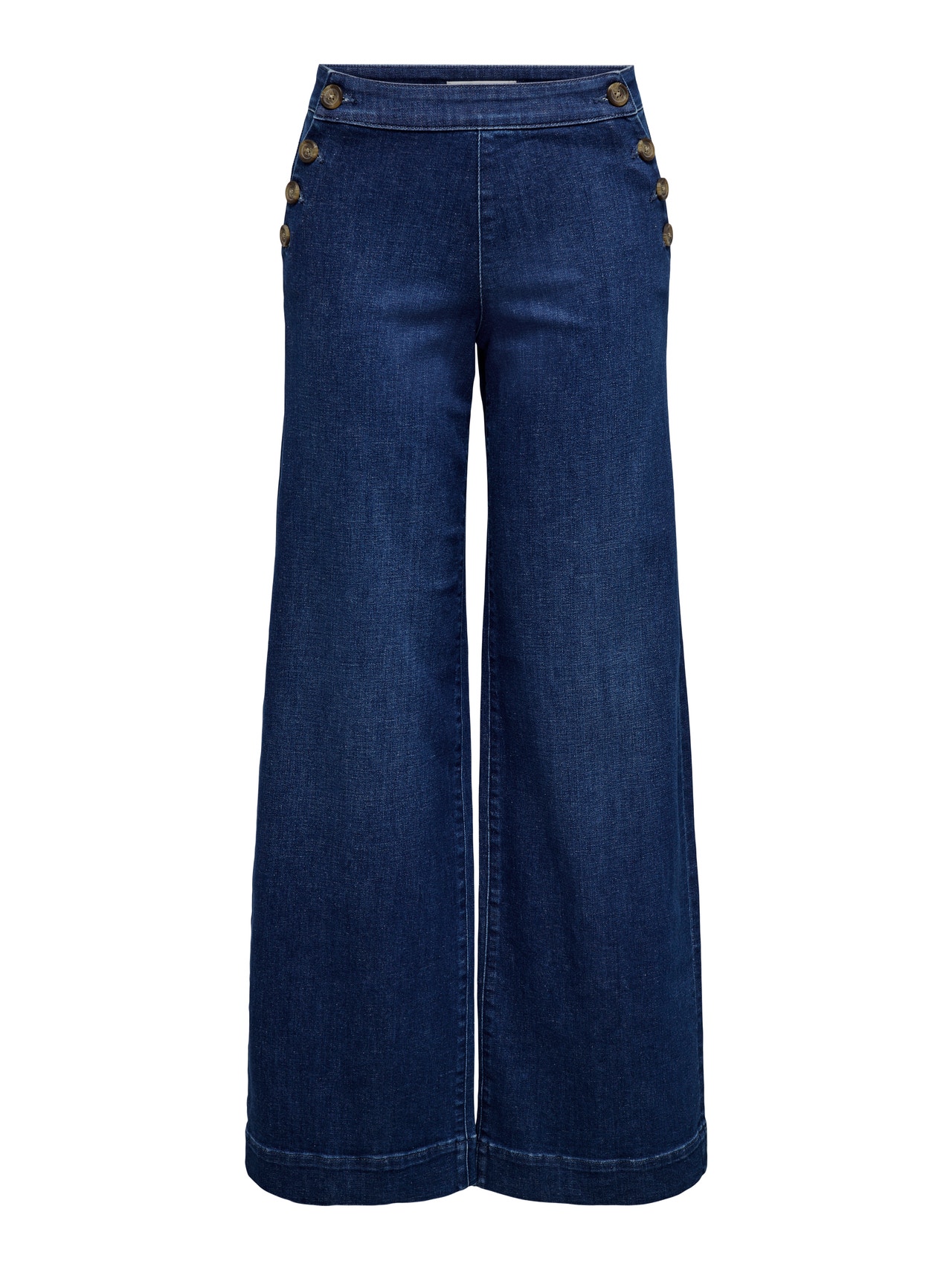 ONLY Wide leg fit High waist Jeans -Dark Medium Blue Denim - 15311273