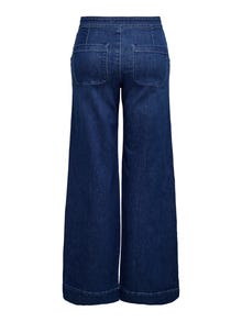 ONLY Wide leg fit High waist Jeans -Dark Medium Blue Denim - 15311273