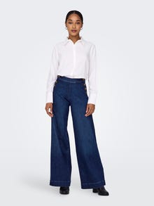 ONLY Weiter Beinschnitt Hohe Taille Jeans -Dark Medium Blue Denim - 15311273