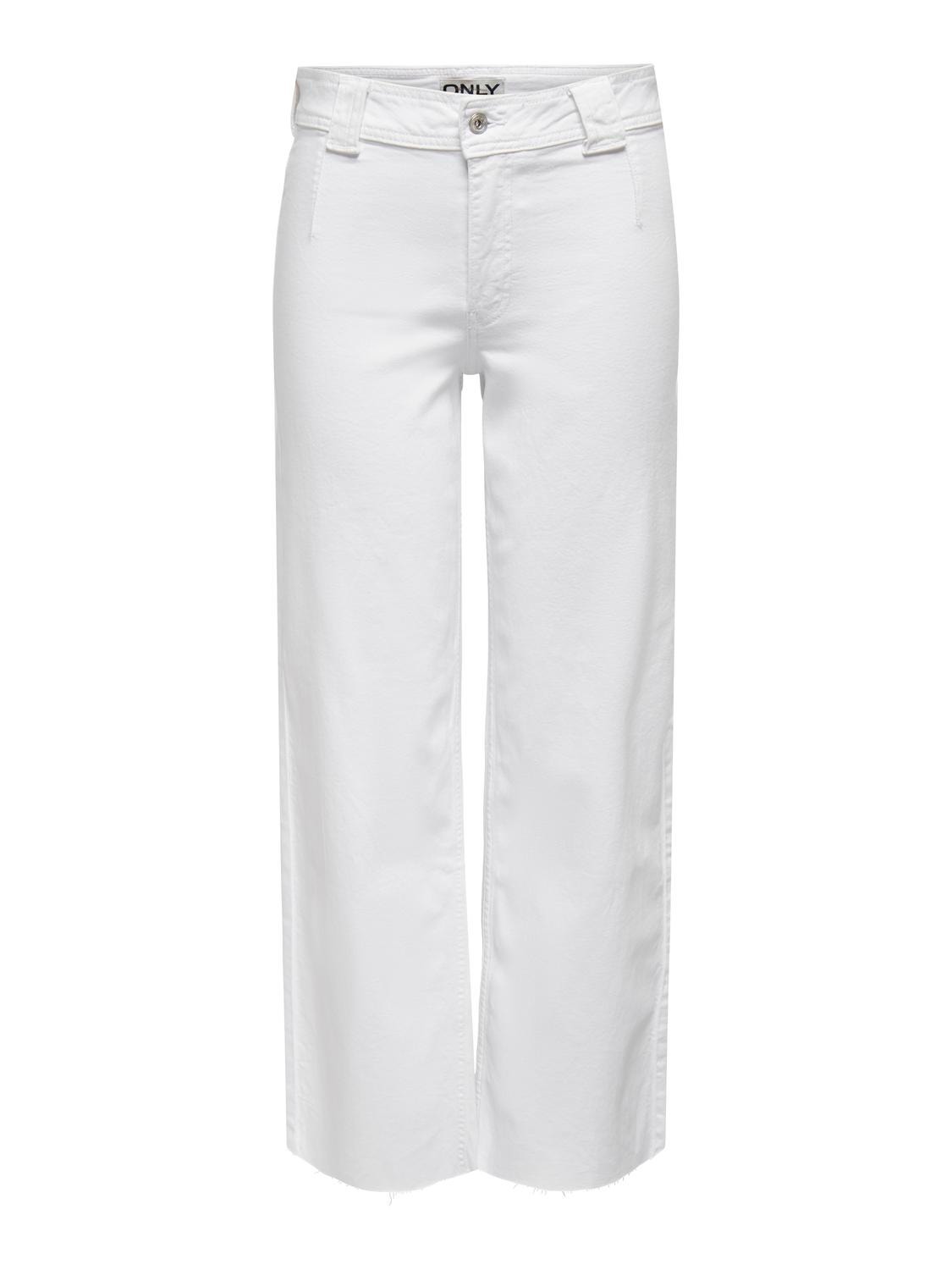 ONLY Krój wide leg Wysoka talia Spodnie -Bright White - 15311283