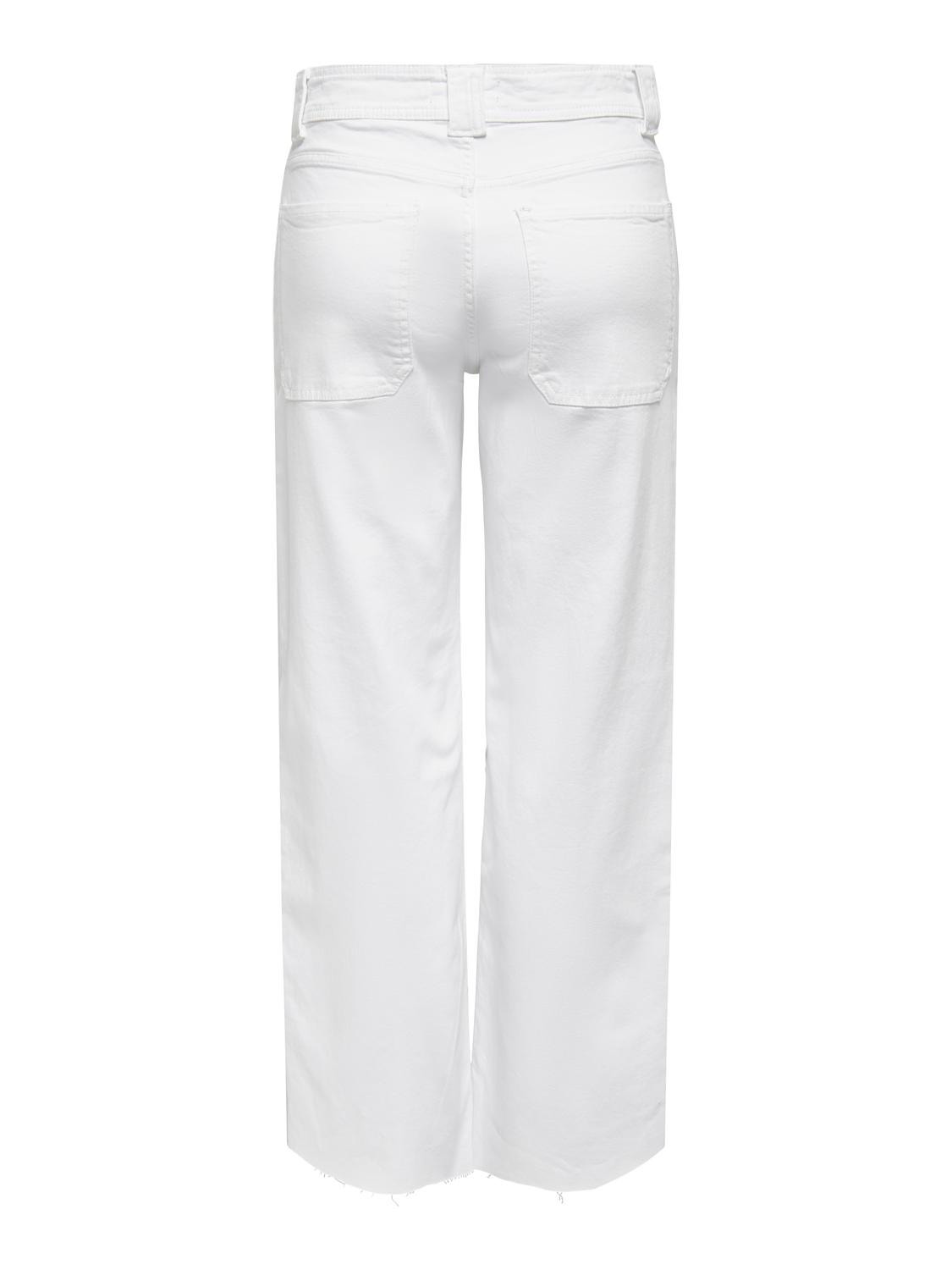 ONLY Pantalons Wide Leg Fit Taille haute -Bright White - 15311283