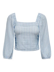 ONLY Regular Fit Square neck Elasticated cuffs Puff sleeves Top -Blissful Blue - 15311374