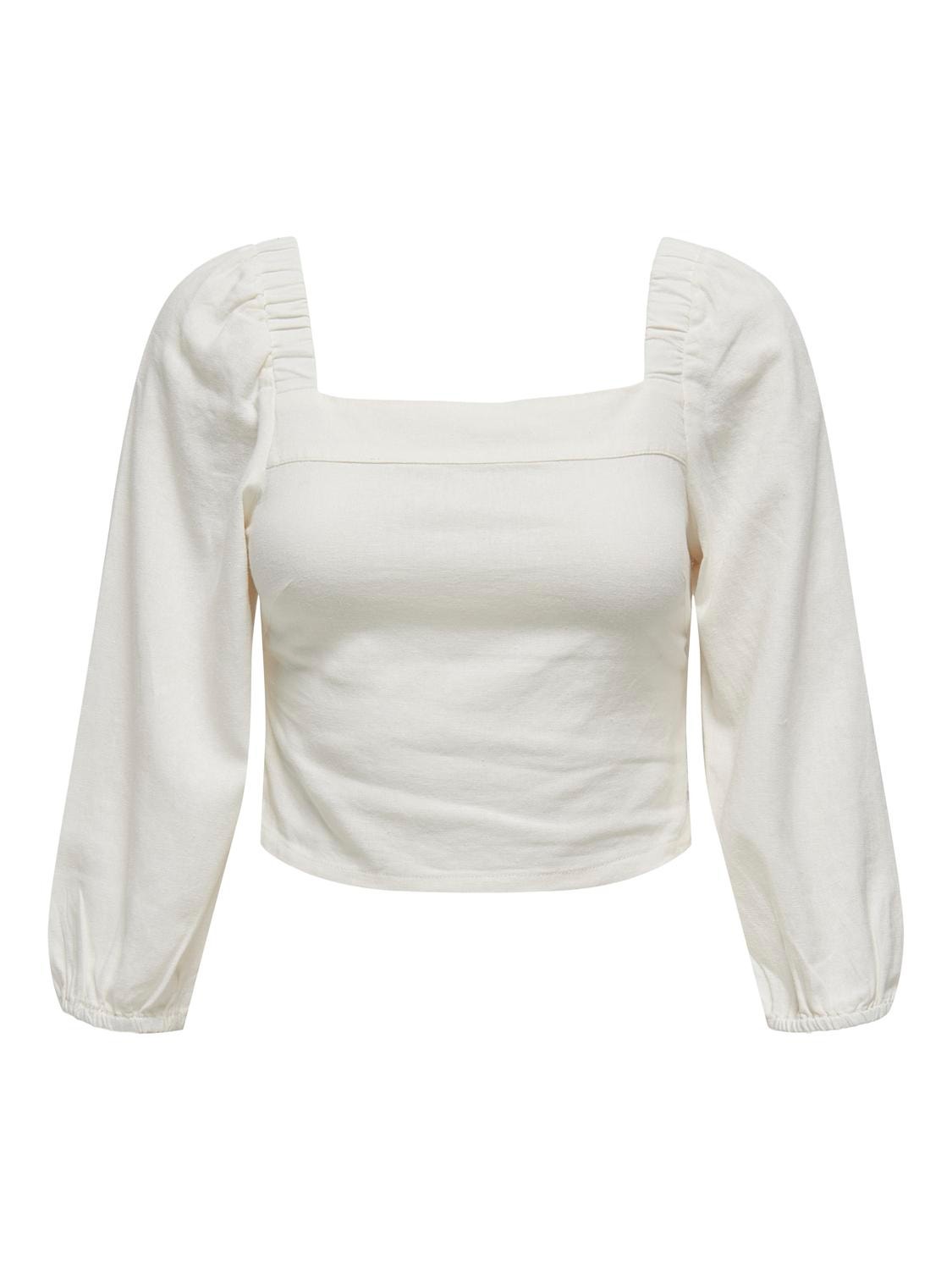 ONLY Regular Fit Square neck Elasticated cuffs Puff sleeves Top -Cloud Dancer - 15311374