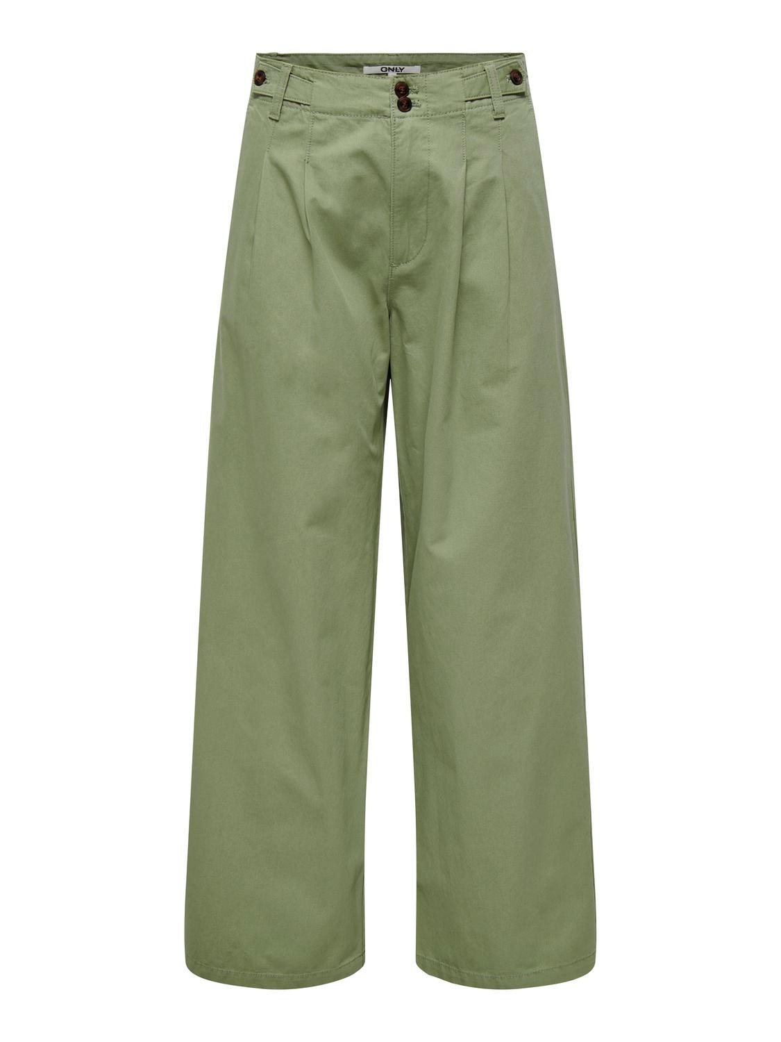 ONLY High waist trousers -Oil Green - 15311375