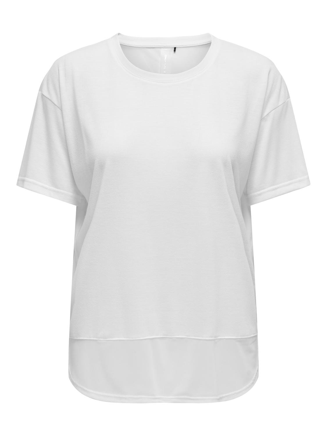 ONLY T-shirts Loose Fit Col rond Épaules tombantes -White - 15311487