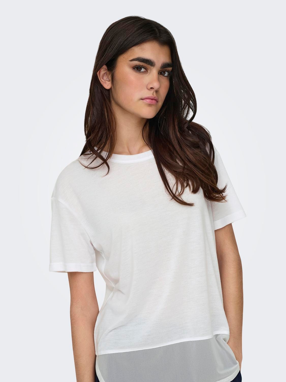 ONLY Loose Fit Round Neck Dropped shoulders T-Shirt -White - 15311487