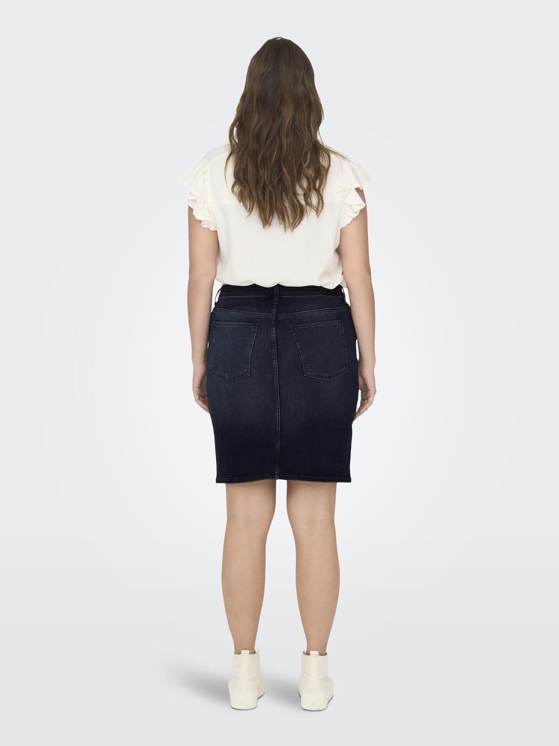 ONLY Mid waist Curve Short skirt -Blue Black Denim - 15311516