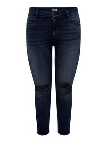 ONLY Skinny fit Regular waist Onafgewerkte zoom Curve Jeans -Blue Black Denim - 15311521