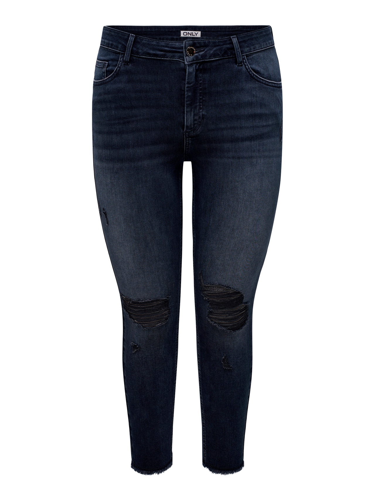ONLY Skinny Fit Regular waist Raw hems Curve Jeans -Blue Black Denim - 15311521